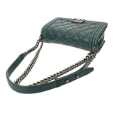 CHANEL シャネル ボーイシャネル チェーンショルダー 25cm グリーン A67086 レディース カーフスキン ショルダーバッグ ABランク 中古 銀蔵