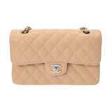 CHANEL シャネル マトラッセ チェーンショルダー 23cm Wフラップ ベージュ A01113 レディース キャビアスキン ショルダーバッグ Aランク 中古 銀蔵