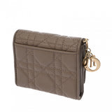 CHRISTIAN DIOR クリスチャンディオール カナージュ LadyDior Louts コンパクトウォレット グレージュ S01810NMJ レディース ラムスキン 三つ折り財布 ABランク 中古 銀蔵