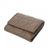 CHRISTIAN DIOR クリスチャンディオール カナージュ LadyDior Louts コンパクトウォレット グレージュ S01810NMJ レディース ラムスキン 三つ折り財布 ABランク 中古 銀蔵