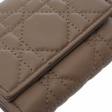 CHRISTIAN DIOR クリスチャンディオール カナージュ LadyDior Louts コンパクトウォレット グレージュ S01810NMJ レディース ラムスキン 三つ折り財布 ABランク 中古 銀蔵