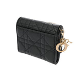 CHRISTIAN DIOR クリスチャンディオール カナージュ LadyDior Louts コンパクトウォレット ブラック S01810NMJ_M900 レディース ラムスキン 三つ折り財布 ABランク 中古 銀蔵