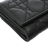CHRISTIAN DIOR クリスチャンディオール カナージュ LadyDior Louts コンパクトウォレット ブラック S01810NMJ_M900 レディース ラムスキン 三つ折り財布 ABランク 中古 銀蔵