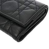 CHRISTIAN DIOR クリスチャンディオール カナージュ LadyDior Louts コンパクトウォレット ブラック S01810NMJ_M900 レディース ラムスキン 三つ折り財布 ABランク 中古 銀蔵