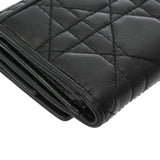 CHRISTIAN DIOR クリスチャンディオール カナージュ LadyDior Louts コンパクトウォレット ブラック S01810NMJ_M900 レディース ラムスキン 三つ折り財布 ABランク 中古 銀蔵