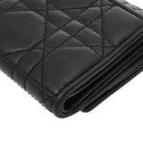 CHRISTIAN DIOR クリスチャンディオール カナージュ LadyDior Louts コンパクトウォレット ブラック S01810NMJ_M900 レディース ラムスキン 三つ折り財布 ABランク 中古 銀蔵