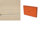 HERMES エルメス ドゴン コンパクト ウォレット クレ シルバー金具 C刻印(2018年頃) ユニセックス トゴ 二つ折り財布 Aランク 中古 銀蔵