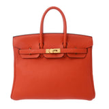 HERMES エルメス バーキン 25 オレンジポピー Z刻印(2021年頃) レディース トゴ ハンドバッグ ABランク 中古 銀蔵