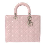 CHRISTIAN DIOR クリスチャンディオール レディディオール ラージ ピンク レディース パテントカーフスキン ハンドバッグ ABランク 中古 銀蔵