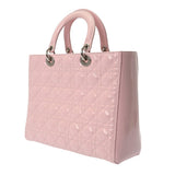 CHRISTIAN DIOR クリスチャンディオール レディディオール ラージ ピンク レディース パテントカーフスキン ハンドバッグ ABランク 中古 銀蔵