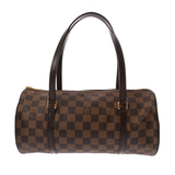 LOUIS VUITTON ルイヴィトン ダミエ パピヨン GM ブラウン レッド N51303 レディース ダミエキャンバス ハンドバッグ ABランク 中古 銀蔵