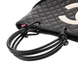 CHANEL シャネル カンボンライン スモールトート ブラック/ホワイト A25166 レディース カーフ トートバッグ ABランク 中古 銀蔵