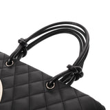 CHANEL シャネル カンボンライン スモールトート ブラック/ホワイト A25166 レディース カーフ トートバッグ ABランク 中古 銀蔵