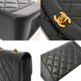 CHANEL シャネル マトラッセ ダイアナ チェーンショルダー 22cm ブラック A01164 レディース ラムスキン ショルダーバッグ Aランク 中古 銀蔵