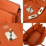 HERMES エルメス バーキン 35 オレンジ □Q刻印(2013年頃) ユニセックス ヴォーエプソン ハンドバッグ Aランク 中古 銀蔵