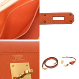 HERMES エルメス ケリー 32 外縫い オレンジ □P刻印(2012年頃) レディース ヴォーエプソン 2WAYバッグ Aランク 中古 銀蔵