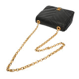 CHANEL シャネル Vステッチ チェーンショルダー 25cm ブラック レディース ラムスキン ショルダーバッグ ABランク 中古 銀蔵