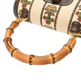 GUCCI グッチ バンブー 2WAY SONY 100周年記念モデル ホワイト/ブラウン 681173 レディース キャンバス カーフ ハンドバッグ Aランク 中古 銀蔵