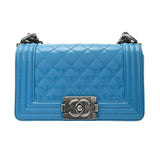CHANEL シャネル ボーイシャネル チェーンショルダー ブルー A67086 レディース パテントレザー ショルダーバッグ ABランク 中古 銀蔵