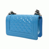 CHANEL シャネル ボーイシャネル チェーンショルダー ブルー A67086 レディース パテントレザー ショルダーバッグ ABランク 中古 銀蔵