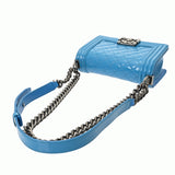 CHANEL シャネル ボーイシャネル チェーンショルダー ブルー A67086 レディース パテントレザー ショルダーバッグ ABランク 中古 銀蔵