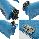 CHANEL シャネル ボーイシャネル チェーンショルダー ブルー A67086 レディース パテントレザー ショルダーバッグ ABランク 中古 銀蔵