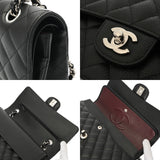 CHANEL シャネル マトラッセ Wフラップ Wチェーンショルダー 25 ブラック A01112 レディース キャビアスキン ショルダーバッグ Aランク 中古 銀蔵