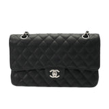 CHANEL シャネル マトラッセ Wフラップ Wチェーンショルダー 25 ブラック A01112 レディース キャビアスキン ショルダーバッグ Aランク 中古 銀蔵