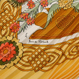 HERMES エルメス プリーツスカーフ オレンジ/マルチ レディース シルク100％ スカーフ Aランク 中古 銀蔵