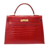HERMES エルメス ケリー 32 外縫い 2WAY ルージュヴィフ ○Y刻印(1995年頃) レディース ポロサスリセ ハンドバッグ ABランク 中古 銀蔵