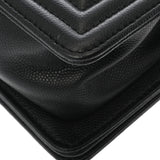 CHANEL シャネル ボーイシャネル Vステッチ チェーンショルダー 20cm ブラック A67085 レディース キャビアスキン ショルダーバッグ ABランク 中古 銀蔵