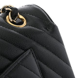CHANEL シャネル マトラッセ Wフラップ Wチェーンショルダー 25 Vステッチ ブラック A01112 レディース キャビアスキン ショルダーバッグ ABランク 中古 銀蔵