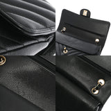 CHANEL シャネル マトラッセ Wフラップ Wチェーンショルダー 25 Vステッチ ブラック A01112 レディース キャビアスキン ショルダーバッグ ABランク 中古 銀蔵
