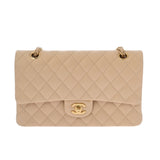 CHANEL シャネル マトラッセ Wフラップ Wチェーンショルダー 25 ベージュ A01112 レディース ラムスキン ショルダーバッグ Aランク 中古 銀蔵