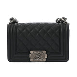 CHANEL シャネル ボーイシャネル チェーンショルダー 20cm ブラック A67085 レディース キャビアスキン ショルダーバッグ Aランク 中古 銀蔵