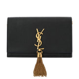 SAINT LAURENT サンローラン ケイトタッセルスモール ブラック 474366 レディース グレインドプードルレザー ショルダーバッグ Aランク 中古 銀蔵