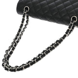 CHANEL シャネル マトラッセ Wフラップ Wチェーンショルダー 25 ブラック A01112 レディース キャビアスキン ショルダーバッグ ABランク 中古 銀蔵