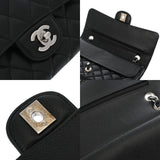 CHANEL シャネル マトラッセ Wフラップ Wチェーンショルダー 25 ブラック A01112 レディース キャビアスキン ショルダーバッグ ABランク 中古 銀蔵