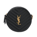 SAINT LAURENT サンローラン ヴィニル チェーンショルダー ブラック レディース レザー ショルダーバッグ Aランク 中古 銀蔵