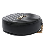 SAINT LAURENT サンローラン ヴィニル チェーンショルダー ブラック レディース レザー ショルダーバッグ Aランク 中古 銀蔵