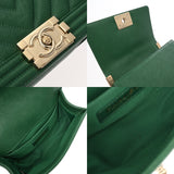 CHANEL シャネル ボーイシャネル チェーンショルダー 20cm Vステッチ グリーン A67085 レディース キャビアスキン ショルダーバッグ Aランク 中古 銀蔵