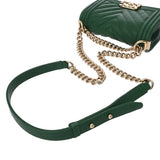 CHANEL シャネル ボーイシャネル チェーンショルダー 20cm Vステッチ グリーン A67085 レディース キャビアスキン ショルダーバッグ Aランク 中古 銀蔵