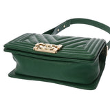 CHANEL シャネル ボーイシャネル チェーンショルダー 20cm Vステッチ グリーン A67085 レディース キャビアスキン ショルダーバッグ Aランク 中古 銀蔵