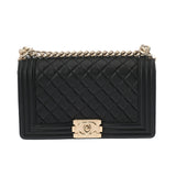 CHANEL シャネル ボーイシャネル チェーンショルダー 25cm ブラック A67086 レディース キャビアスキン ショルダーバッグ Aランク 中古 銀蔵