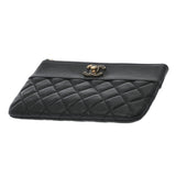 CHANEL シャネル マトラッセ ポーチ ブラック ユニセックス ラムスキン ポーチ ABランク 中古 銀蔵