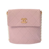 CHANEL シャネル マトラッセ チェーンショルダー ピンク レディース ラムスキン フェイクパール ショルダーバッグ ABランク 中古 銀蔵