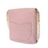 CHANEL シャネル マトラッセ チェーンショルダー ピンク レディース ラムスキン フェイクパール ショルダーバッグ ABランク 中古 銀蔵