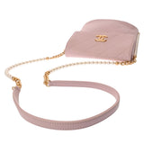 CHANEL シャネル マトラッセ チェーンショルダー ピンク レディース ラムスキン フェイクパール ショルダーバッグ ABランク 中古 銀蔵