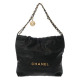 CHANEL シャネル シャネル 22 スモールハンドバッグ ブラック ゴールド金具 AS3260 レディース ソフトグレインカーフ ハンドバッグ Aランク 中古 銀蔵