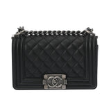 CHANEL シャネル ボーイシャネル スモールハンドバッグ 20cm ブラック A67085 レディース キャビアスキン ショルダーバッグ Aランク 中古 銀蔵